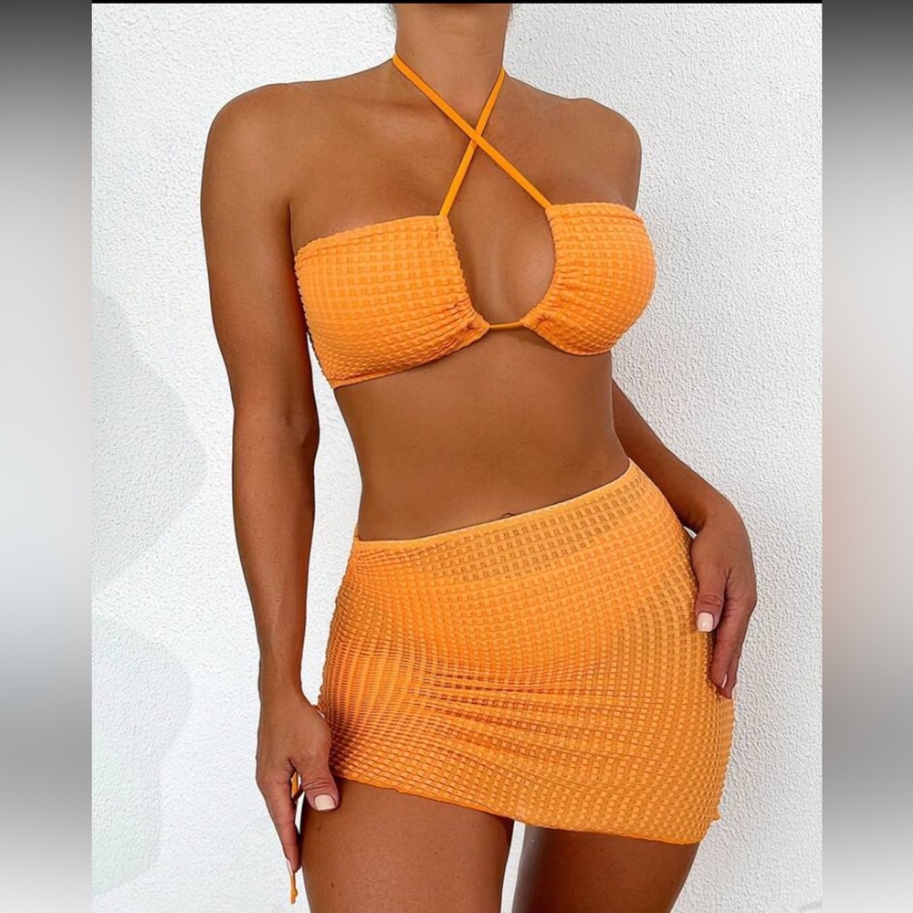 Orange Halter Bikini Set